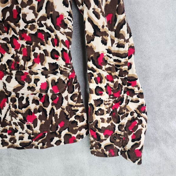 Womens Charter Club Leopard Print Corduroy Jacket Button Front Long Sleeves L - Picture 5 of 10